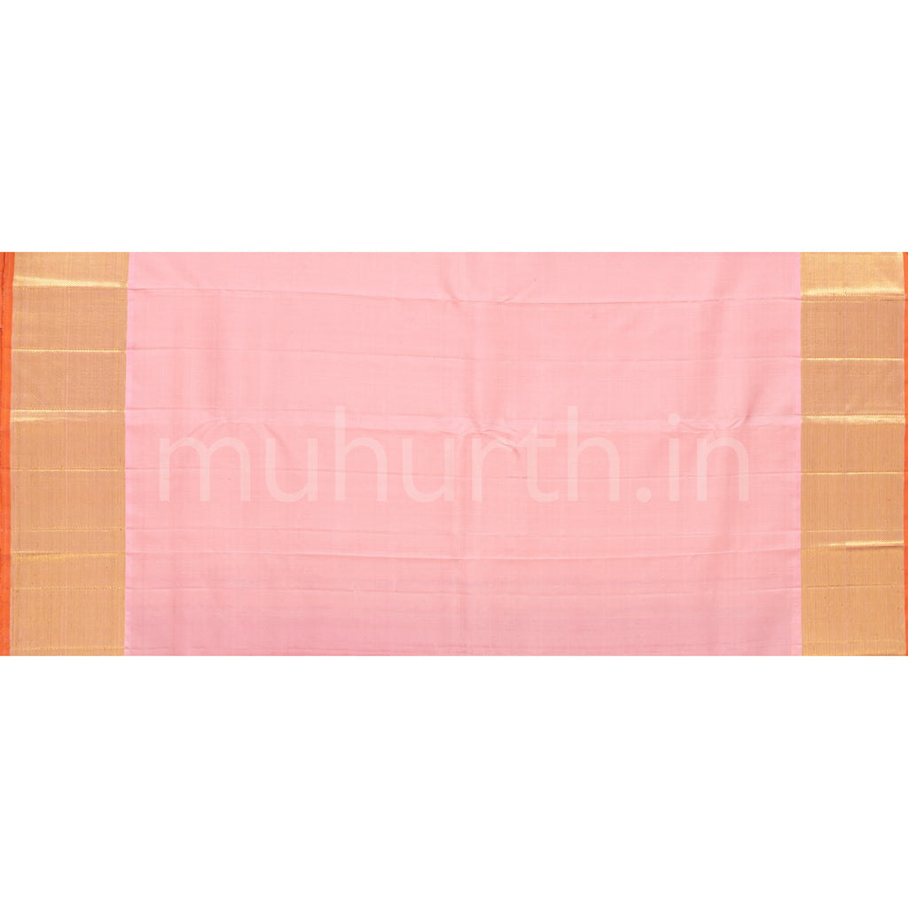 Red Shot Pink Kanjivaram Silk Saree with Light Pink