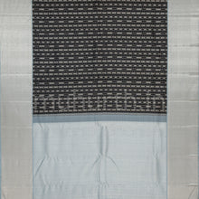 Load image into Gallery viewer, Black Pure Kanjivaram Silk Saree with Silver Grey
