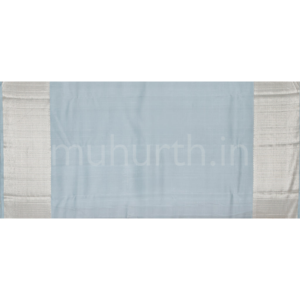 Black Pure Kanjivaram Silk Saree with Silver Grey