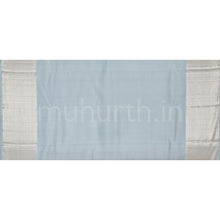 Load image into Gallery viewer, Black Pure Kanjivaram Silk Saree with Silver Grey