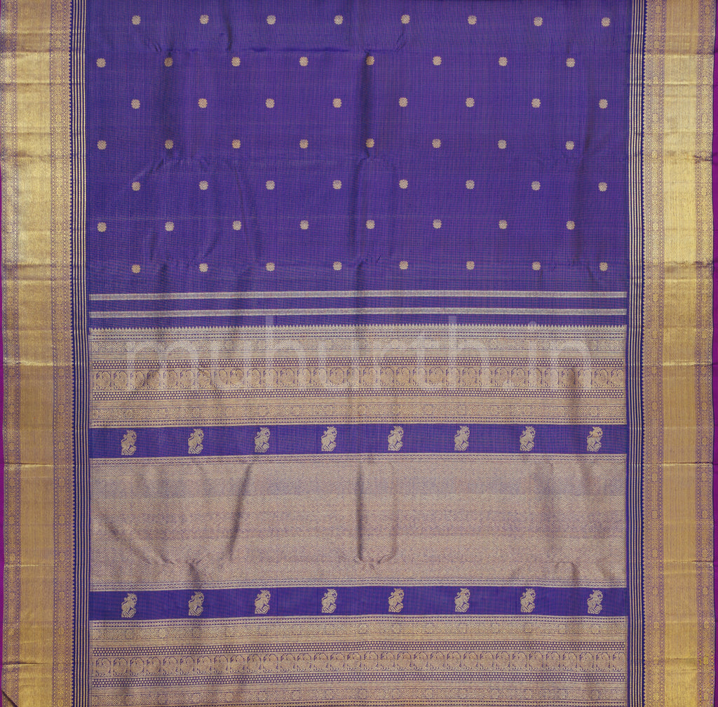 Meenakshi Violet Vaira-Oosi Pure Zari Kanjivaram Silk Saree