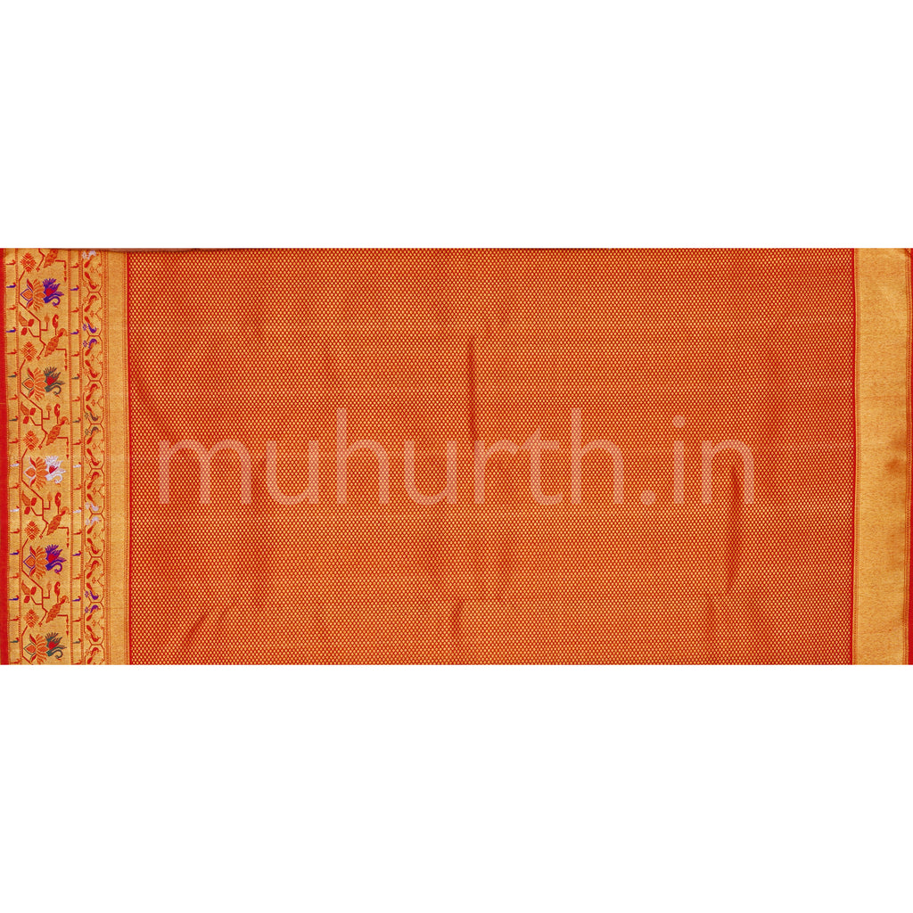 Violet Pure Kanjivaram Silk Saree with Bright Red