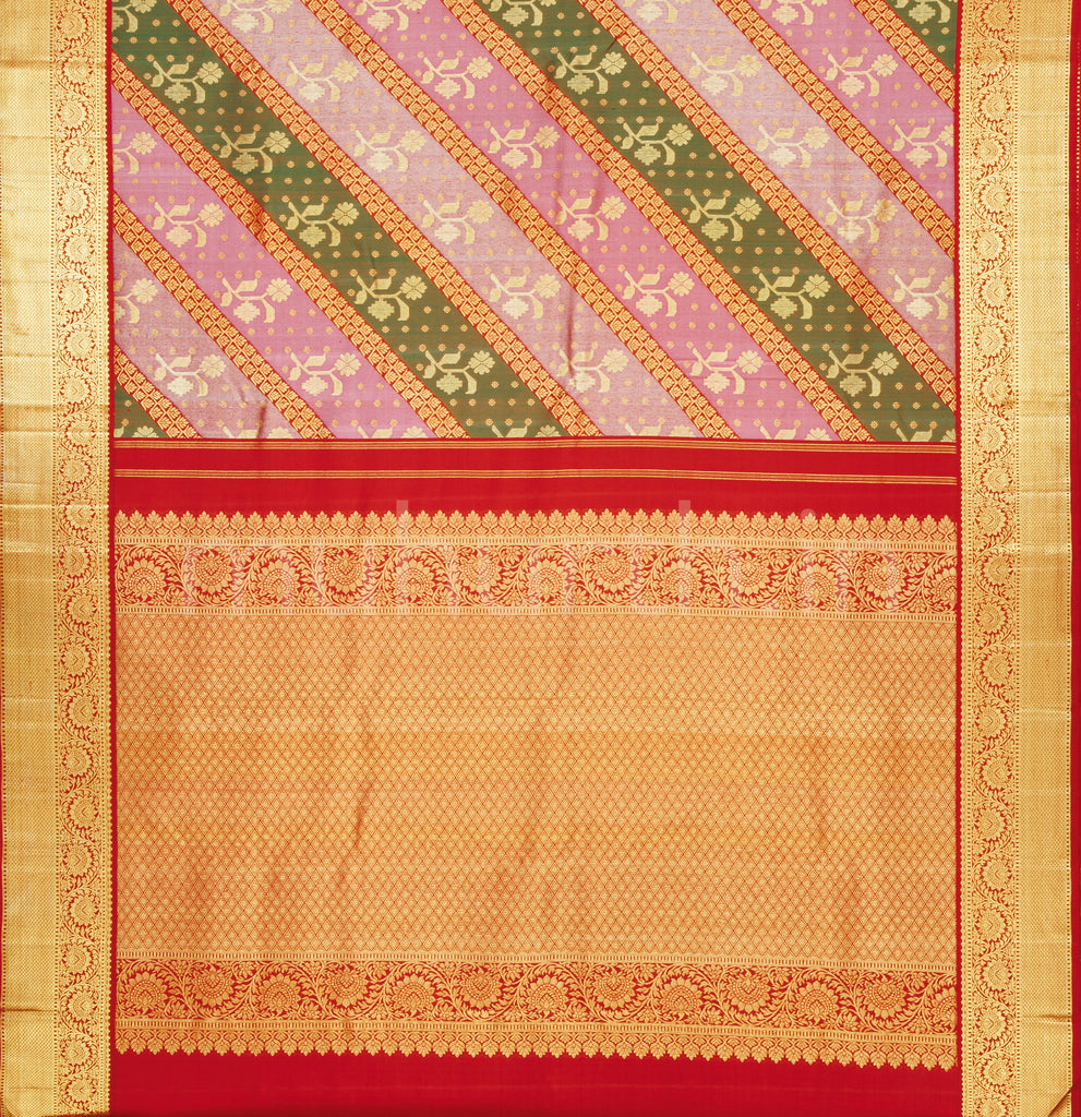 Bright Red Luxury Rangkat Pure Kanjivaram Silk Saree