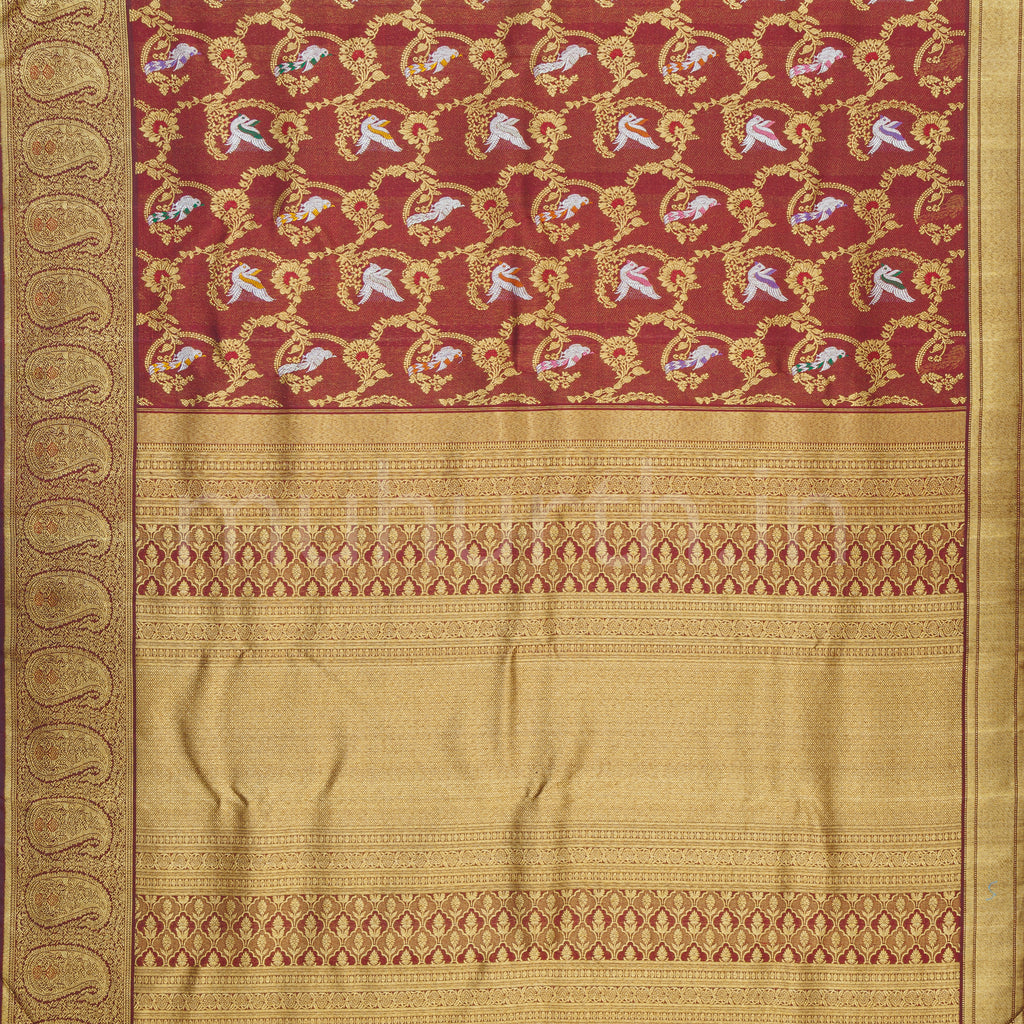 Brown Meenakari Pure Kanjivaram Silk Saree