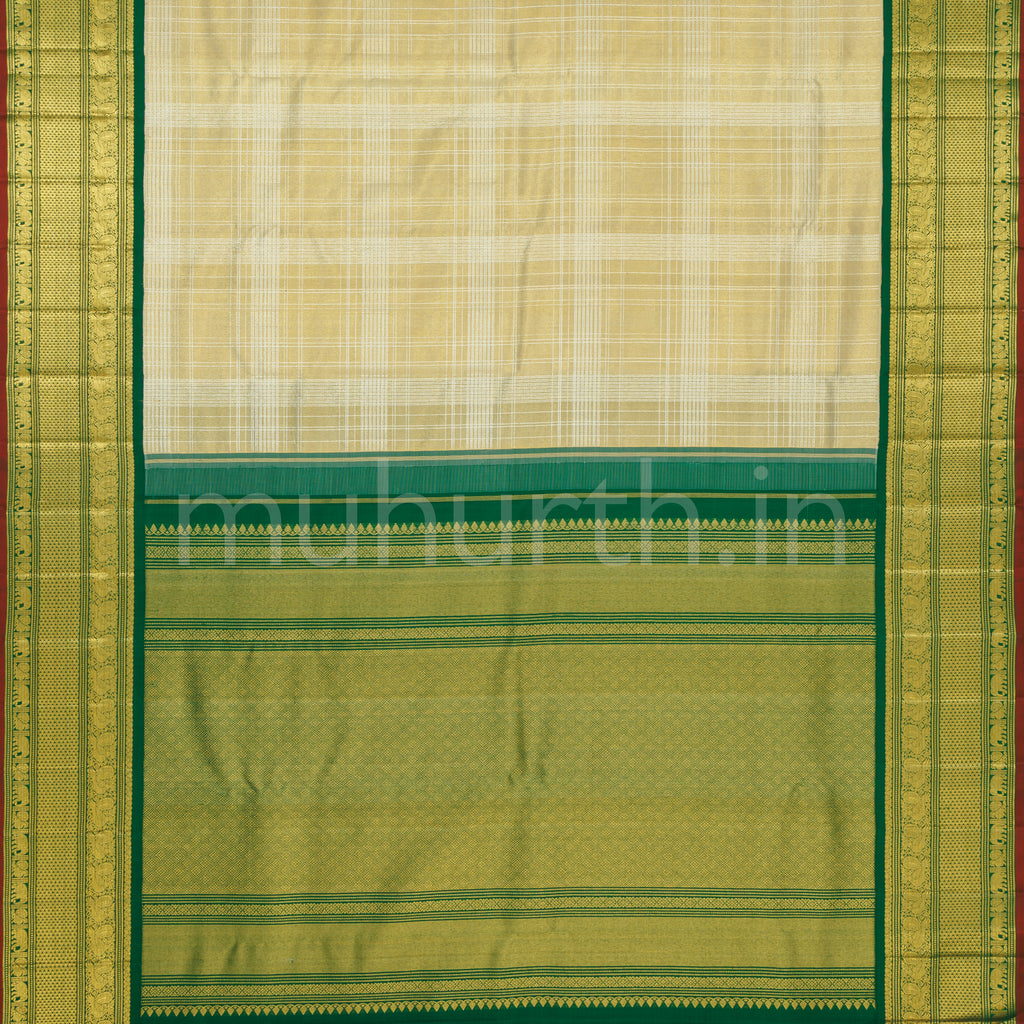 Elaichi Luxury Organza Tissue Kanjivaram Silk Saree with Green