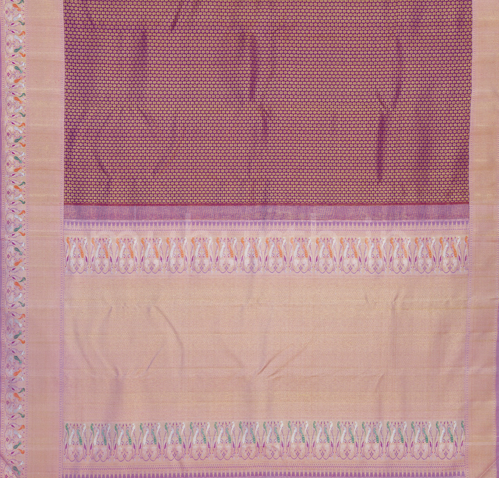 Magenta Meenakari Pure Kanjivaram Silk Saree with Pink
