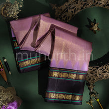 Load image into Gallery viewer, Lilac Pure Kanjivaram Silk Saree with Black