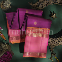 Load image into Gallery viewer, Magenta Pure Kanjivaram Silk Saree with Pink Orange