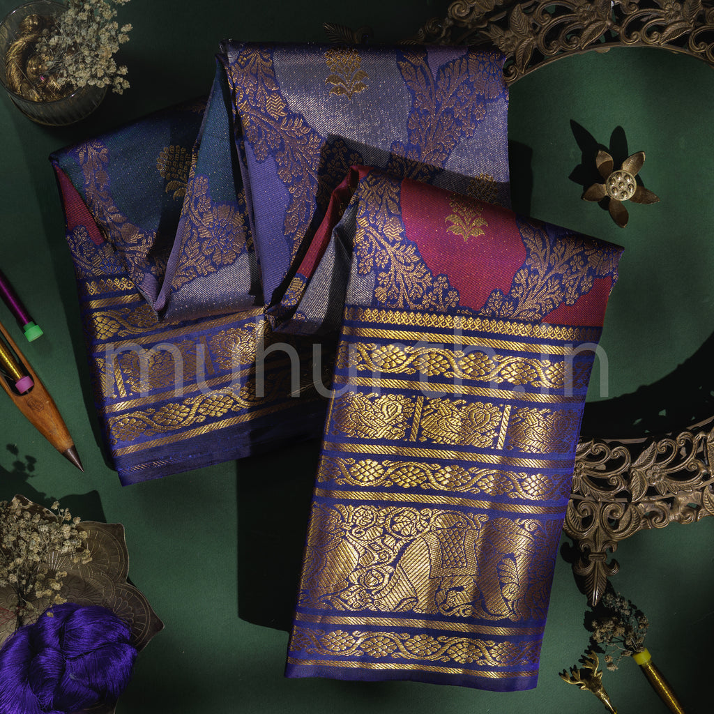 Kanchana Violet Luxury Rangkat Kanjivaram Silk Saree