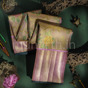 Pink Luxury Meenakari Tissue Pure Kanjivaram Silk Saree