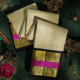 Sandal Pure Kanjivaram Silk Saree with Black