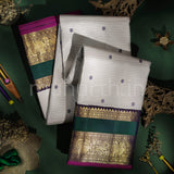 Light Grey Pure Zari Kanjivaram Silk Saree Vijaya