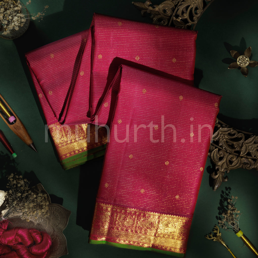Magenta Pure Zari Vaira Oosi Kanjivaram Silk Saree