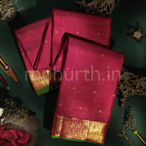 Magenta Pure Zari Vaira Oosi Kanjivaram Silk Saree