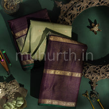 Load image into Gallery viewer, Elaichi Muppagam Pure Zari Kanjivaram Silk Saree Pakku Brown