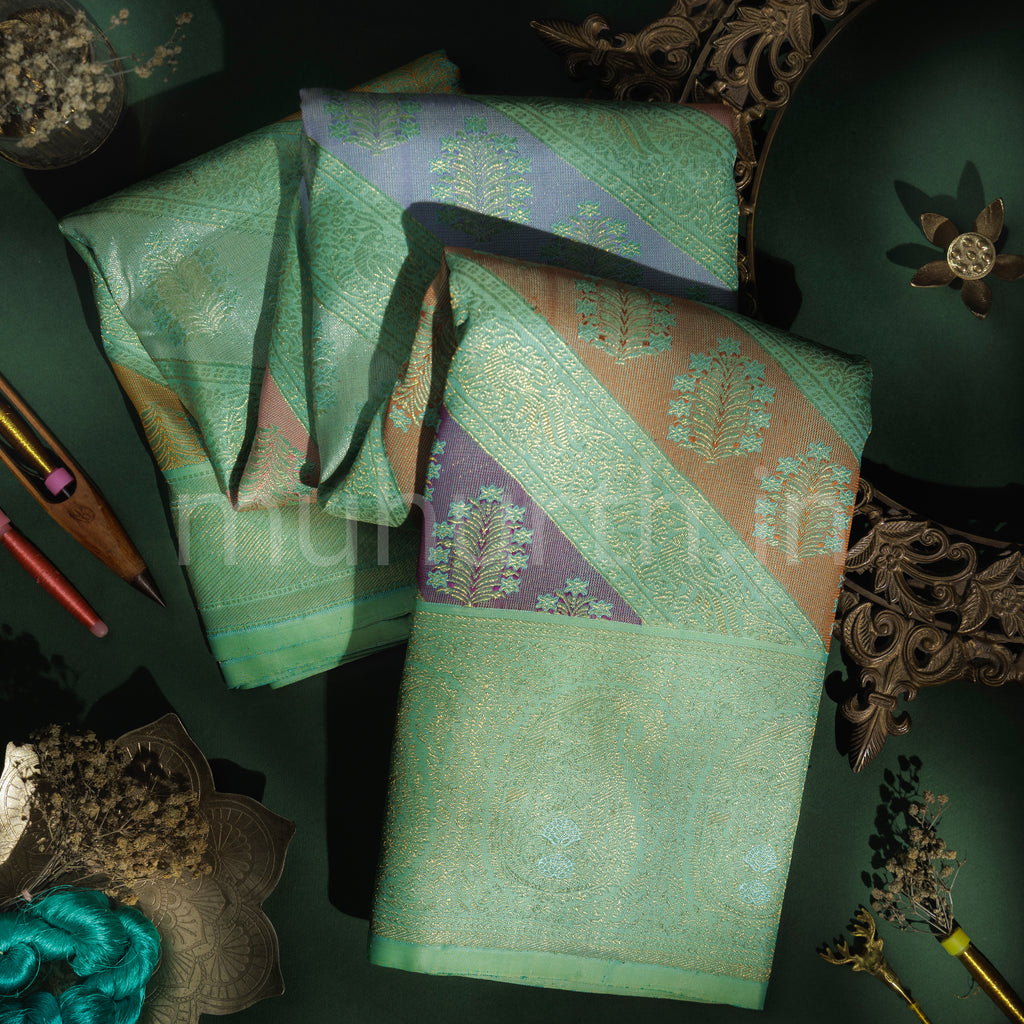 Sea Green Pure Rangkat Luxury Kanjivaram Silk Saree