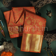 Load image into Gallery viewer, Orange Meenakari Kanjivaram Silk Saree