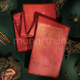 Orange Pink Pure Zari Tissue Kanjivaram Silk Saree
