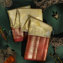 Load image into Gallery viewer, Off-White Organza Tissue Kanjivaram Silk Saree with Arakku