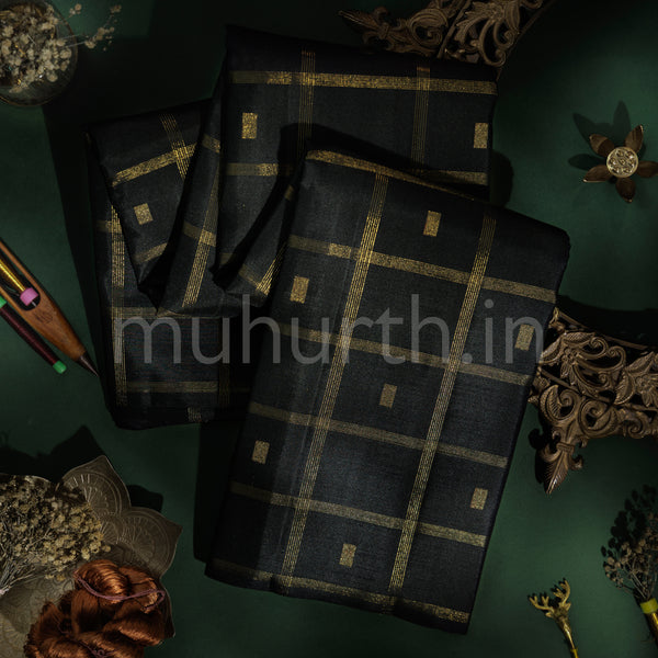 Black Pure Zari Kanjivaram Silk Saree