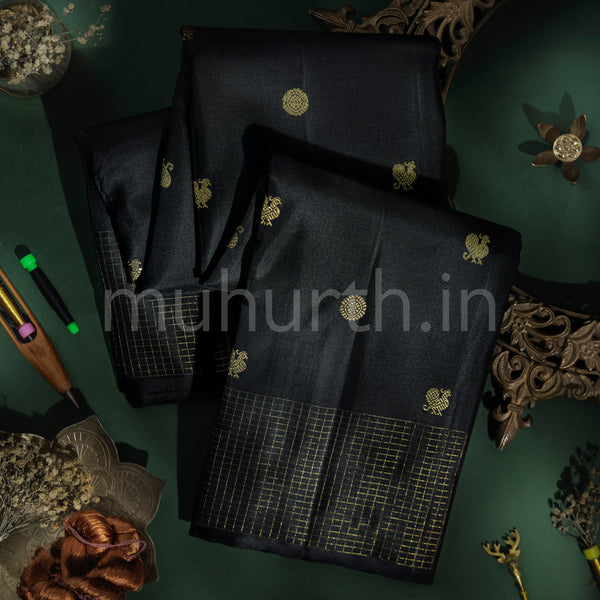 Black Pure Zari Kanjivaram Silk Saree