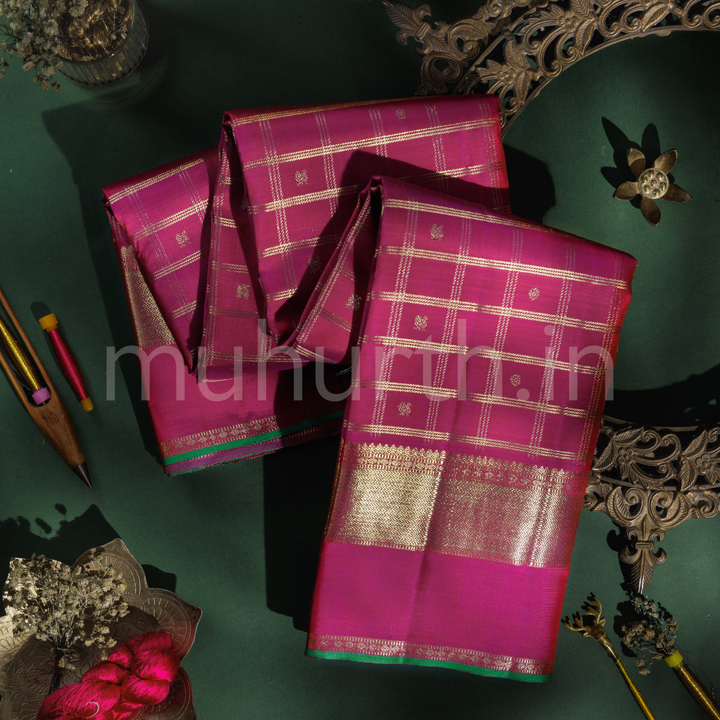 Rose Red Pure Zari Kanjivaram Silk Saree