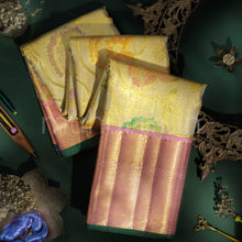 Load image into Gallery viewer, Golden Pure Luxury Tissue Kanjivaram Silk Saree with Pink