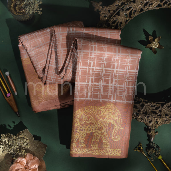 Dusty Peach Pure Kanjivaram Silk Saree  