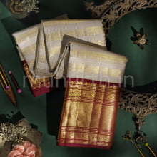 Load image into Gallery viewer, Off-White Veldhari Kanjivaram Silk Saree with Arakku