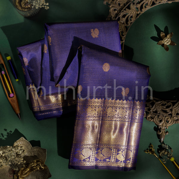 Violet Pure Vaira Oosi Kanjivaram Silk Saree