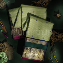 Load image into Gallery viewer, Elaichi Pure Zari Kanjivaram Silk Saree with Vijaya