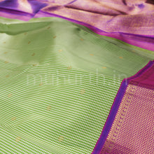 Load image into Gallery viewer, Tiratchai &amp; Off-White Checks Pure Zari Kanjivaram Silk Saree