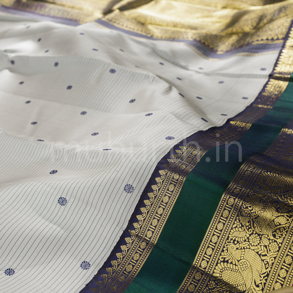 Light Grey Pure Zari Kanjivaram Silk Saree Vijaya
