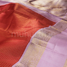 Load image into Gallery viewer, Red Pure Zari Kanjivaram Silk Saree with Lilac