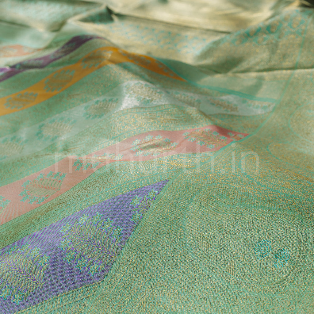 Sea Green Pure Rangkat Luxury Kanjivaram Silk Saree