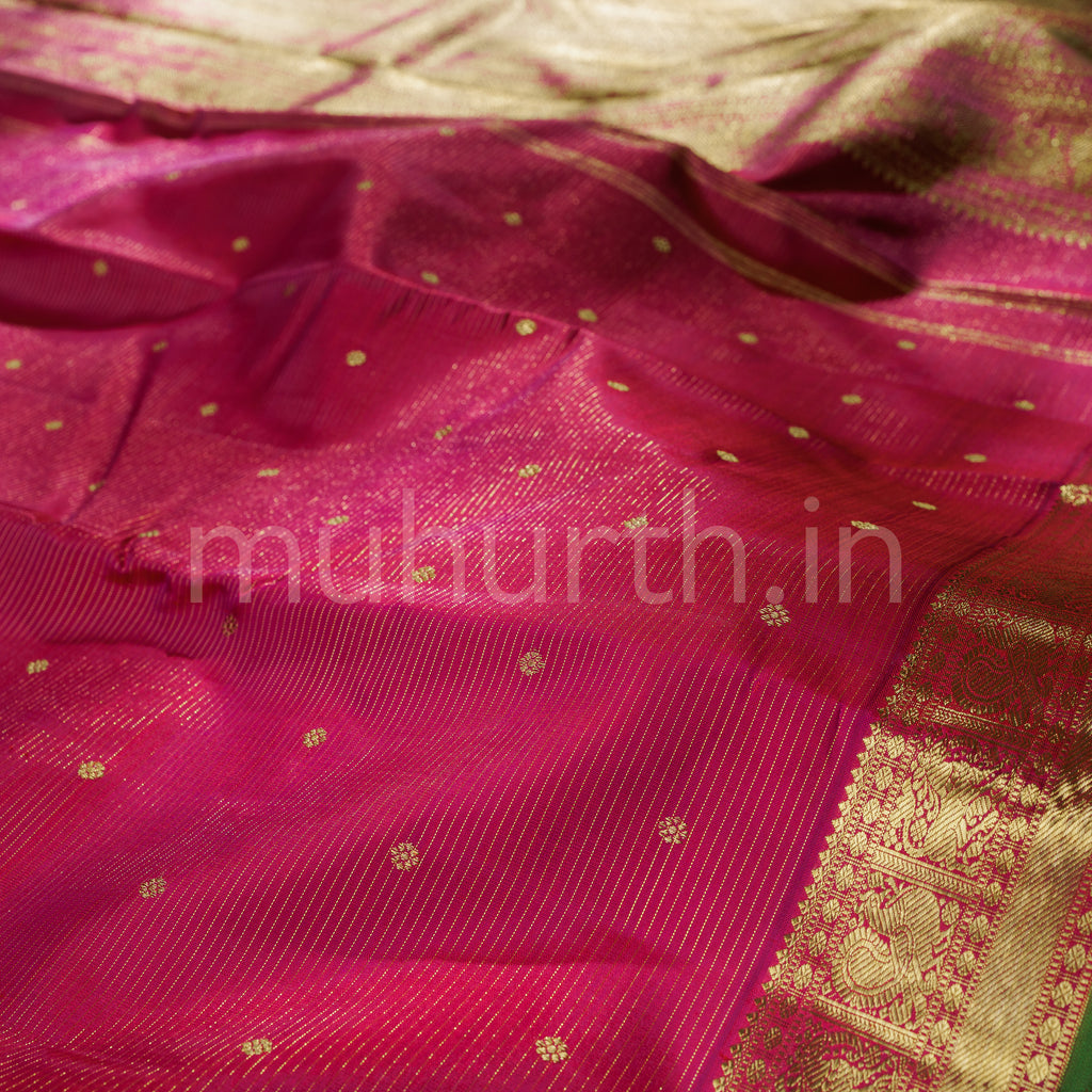 Magenta Pure Zari Vaira Oosi Kanjivaram Silk Saree
