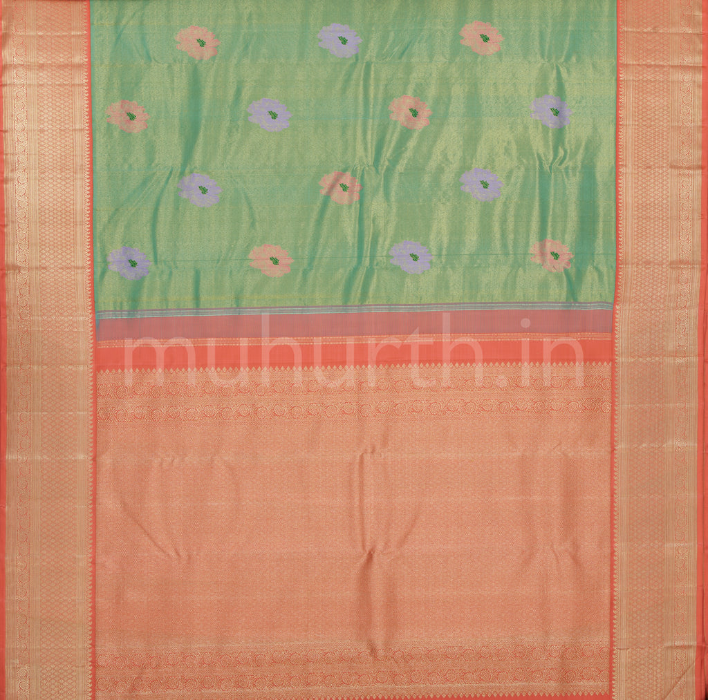 Rexona Pure Organza Kanjivaram Silk Saree with Peach