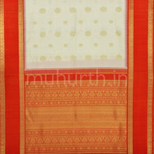 Load image into Gallery viewer, Off-White Pure Kanjivaram Silk Saree with Orange