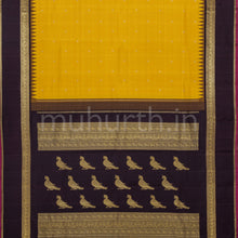 Load image into Gallery viewer, Mustard Pure Zari Kanjivaram Silk Saree with Pakku