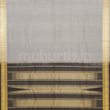 Load image into Gallery viewer, Black &amp; White Checks Pure Zari Kanjivaram Silk Saree