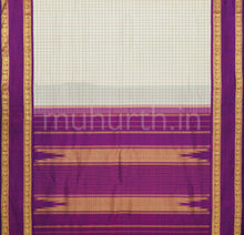 Load image into Gallery viewer, Off-White Pure Kanjivaram Silk Saree with Magenta