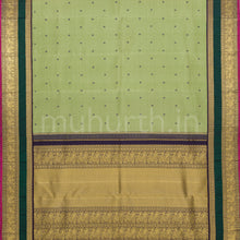 Load image into Gallery viewer, Elaichi Pure Zari Kanjivaram Silk Saree with Vijaya