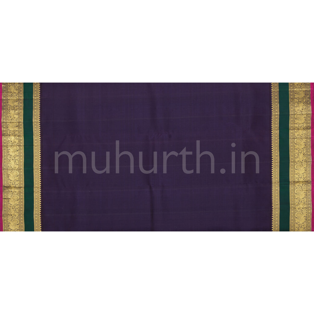 Elaichi Pure Zari Kanjivaram Silk Saree with Vijaya