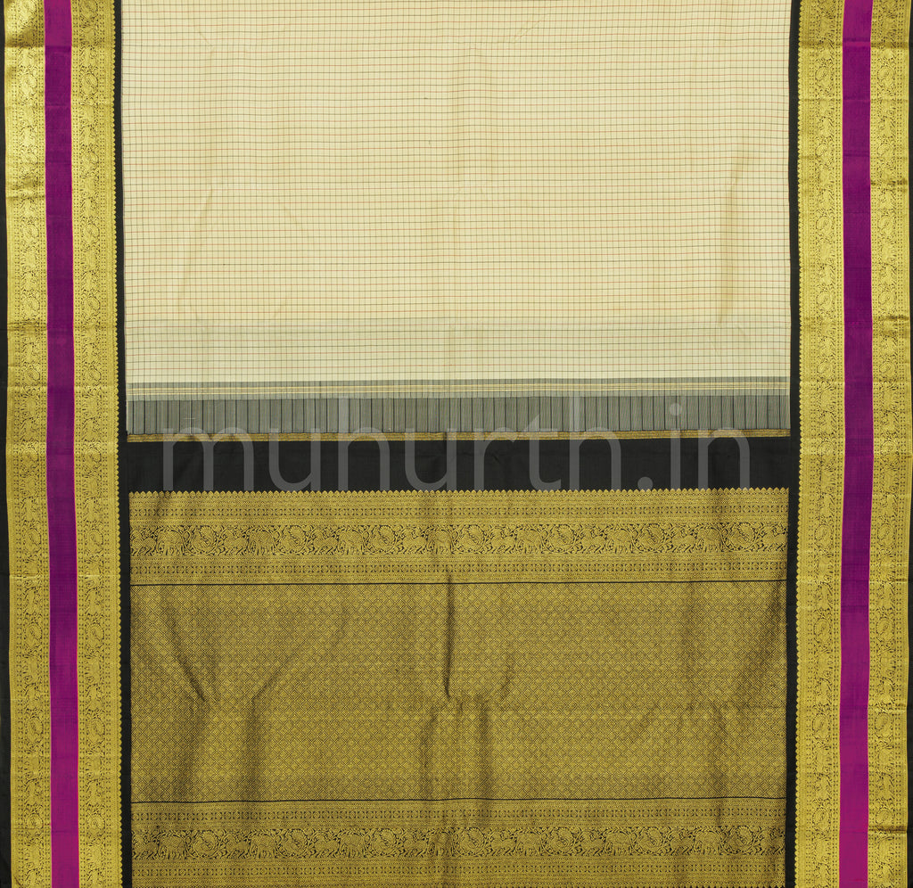 Sandal Pure Kanjivaram Silk Saree with Black
