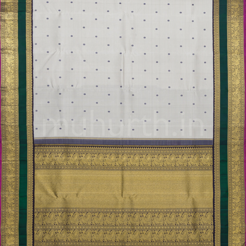 Light Grey Pure Zari Kanjivaram Silk Saree Vijaya
