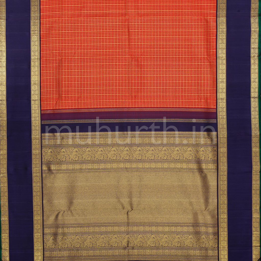 Arakku Pure Zari Kanjivaram Silk Saree with Vijaya