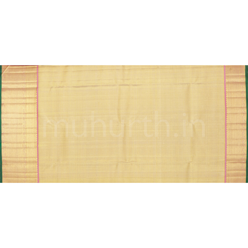Golden Pure Luxury Tissue Kanjivaram Silk Saree with Pink