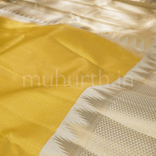 Load image into Gallery viewer, Golden Mustard Pure Kanjivaram Silk Saree with Off-White