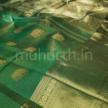 Load image into Gallery viewer, Green Vaira Oosi Tissue Kanjivaram Silk Saree
