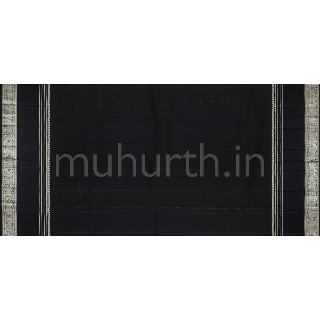 Off-White Pure Organza Kanjivaram Silk Saree with Black